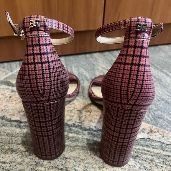 Sam Edelman Yaro Pink Plaid Sandal Heels Size 7 Like new! - Picture 3 of 11